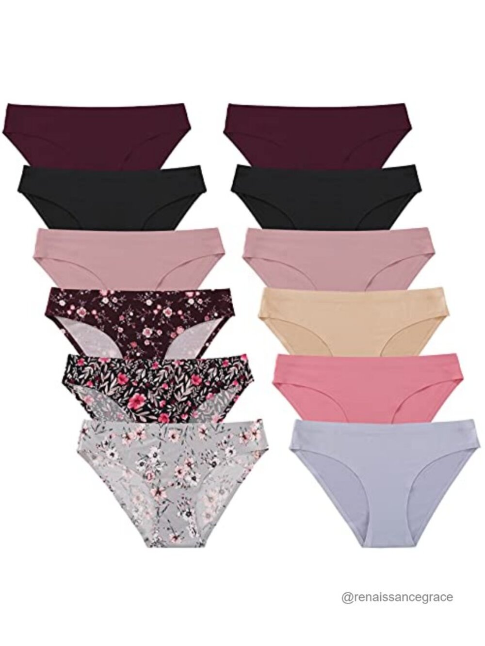 FINETOO 12Pack Womens Seamless No Show Cheeky Panties Soft Stretch Bikini